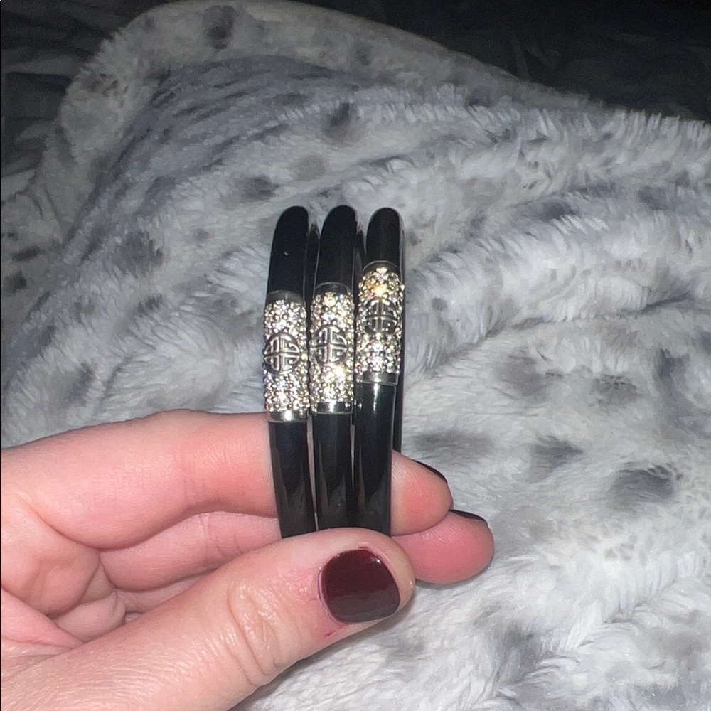 Elegant Black and Silver Women's Bracelet Set
